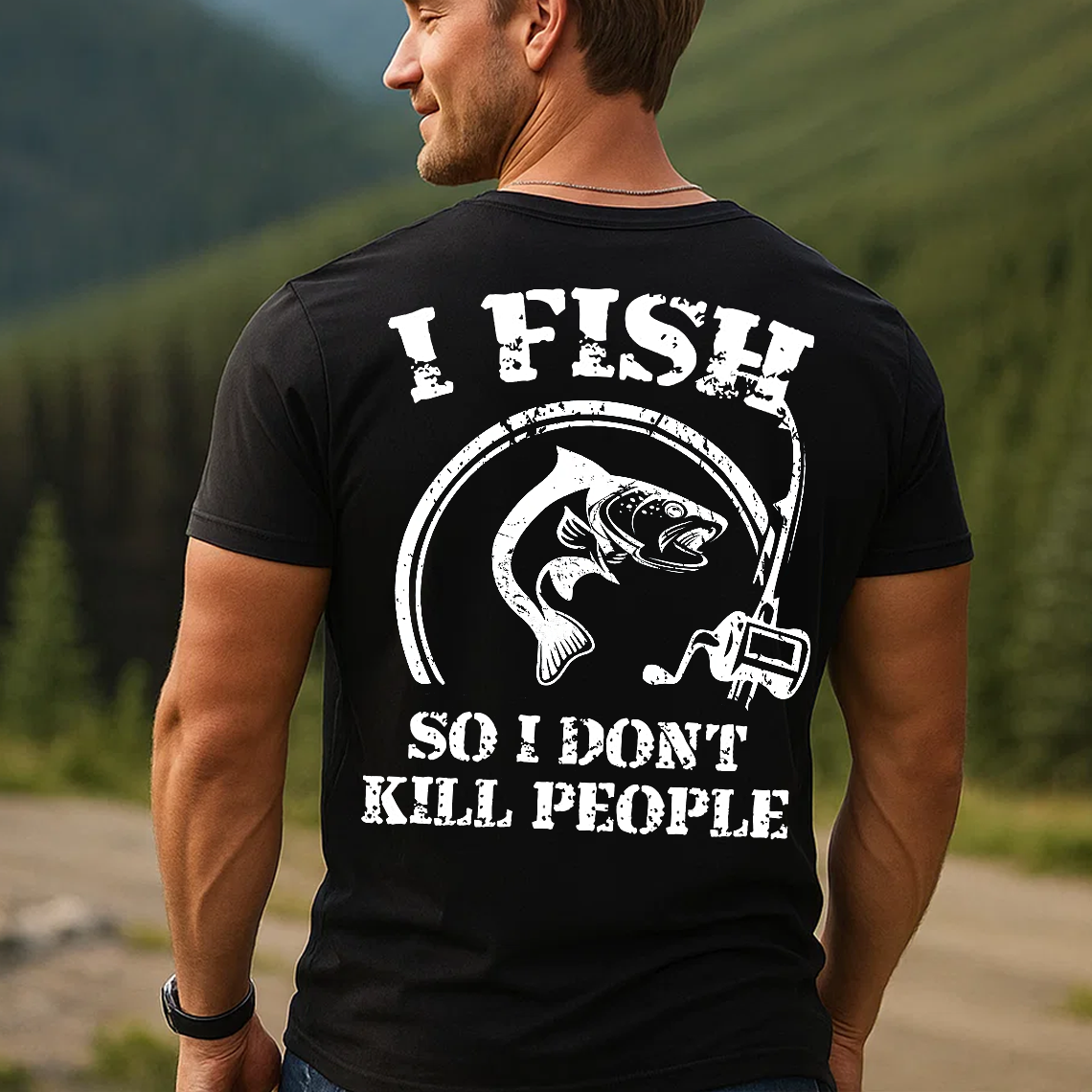 I Fish So I Don’t Kill People T-Shirt, Funny Fishing Shirt for Men, Fisherman Gift Tee