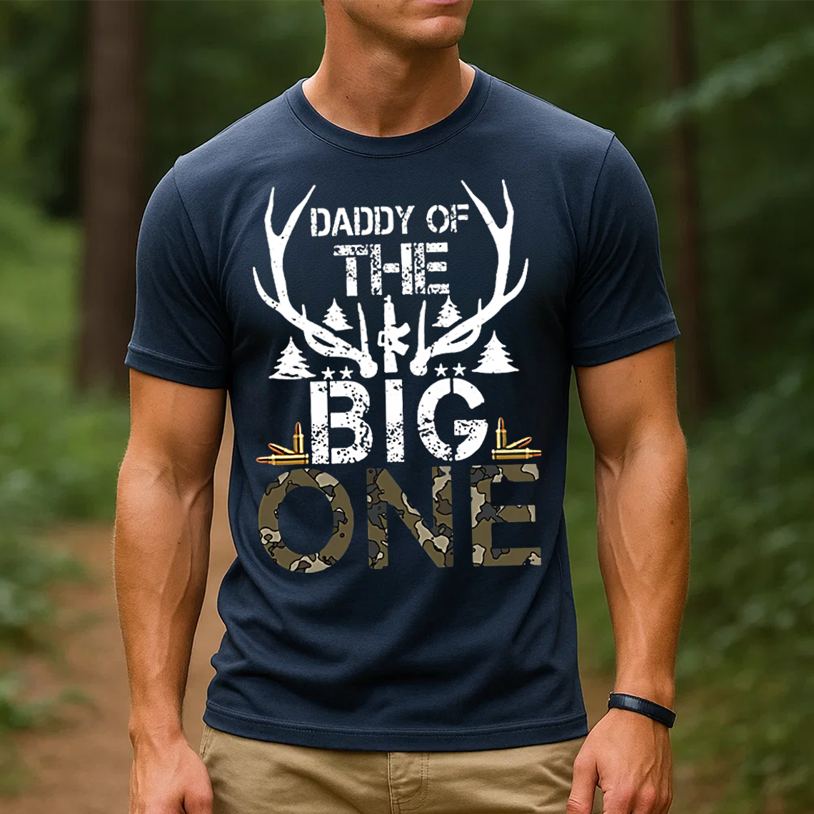 Daddy of The Big One Hunting T-Shirt, Funny Deer Hunting Shirt for Dad, Buck Hunter Gift Tee
