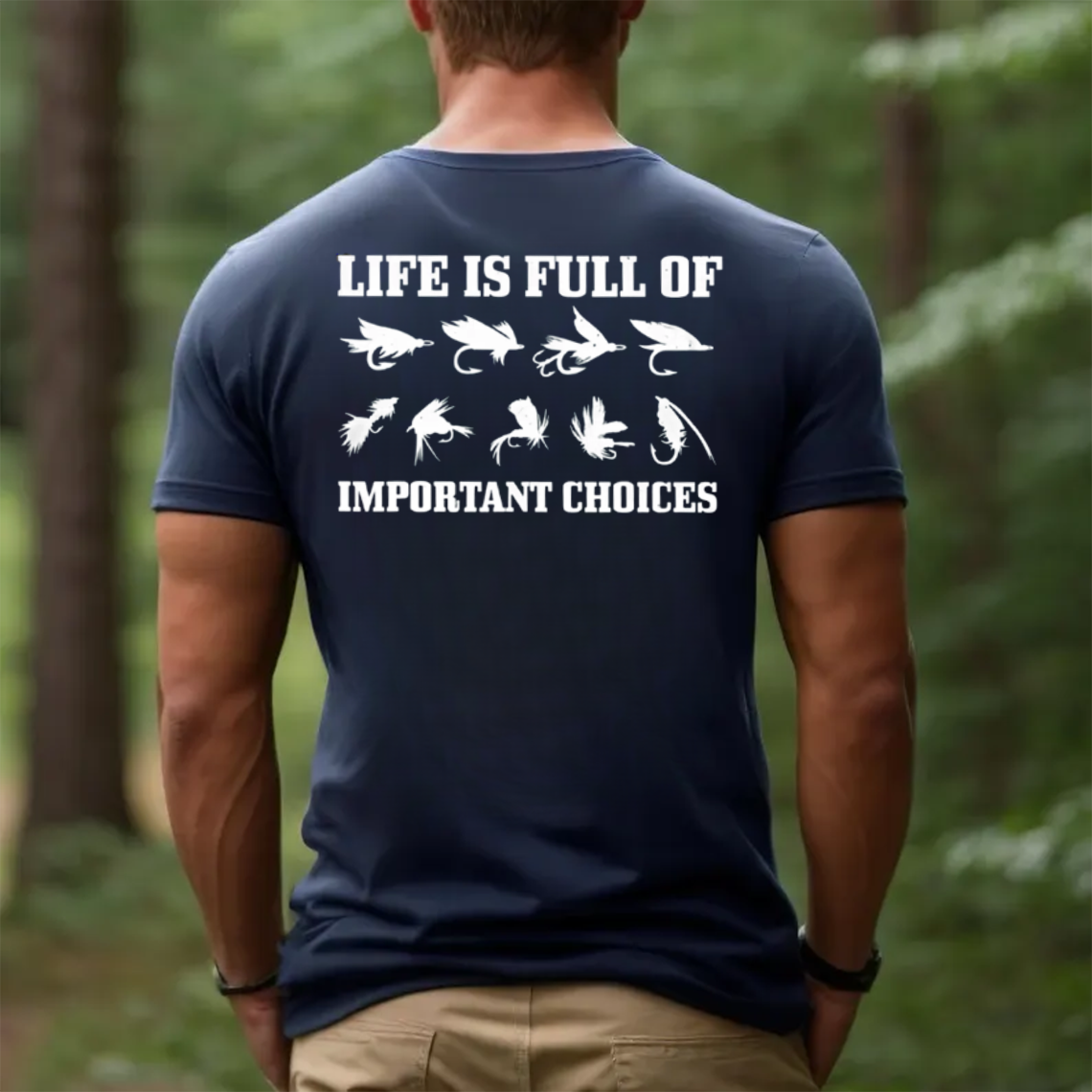 Life Is Full of Important Choices Fishing T-Shirt, Funny Fly Fishing Lure Tee for Anglers
