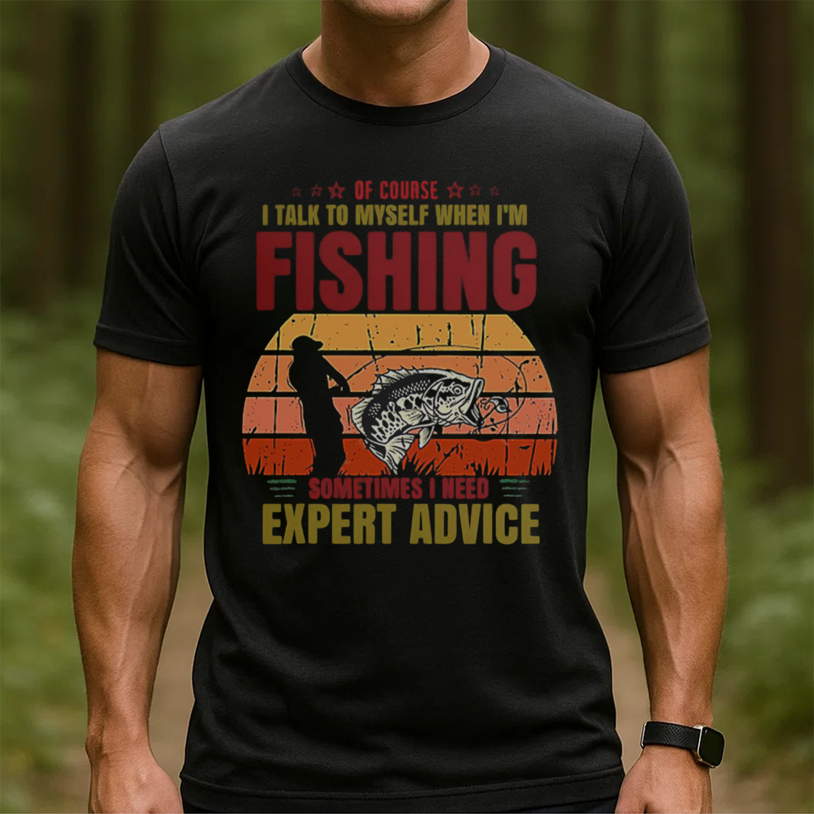 Of Course I Talk to Myself When I’m Fishing T-Shirt, Funny Fisherman Shirt, Retro Vintage Angler Tee