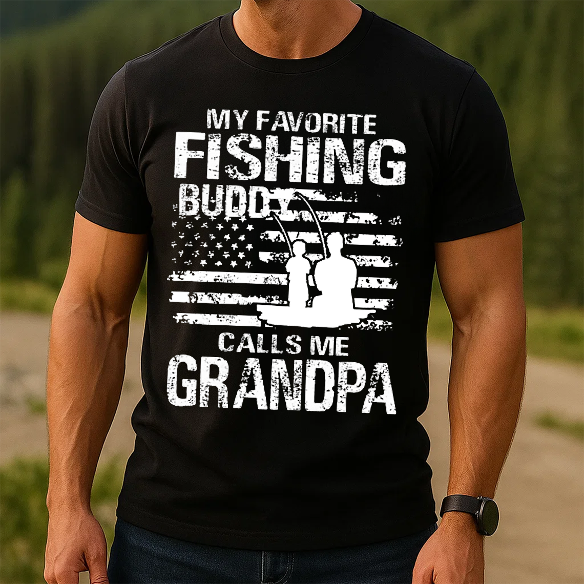 My Favorite Fishing Buddy Calls Me Grandpa T-Shirt, Funny Grandpa Fishing Shirt, Best Gift for Fisherman Grandpa