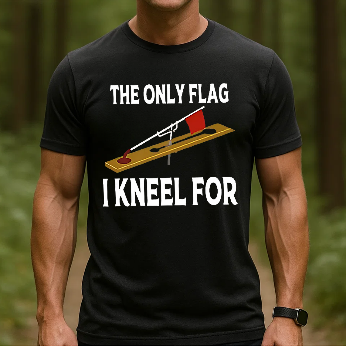 The Only Flag I Kneel For T-Shirt, Funny Ice Fishing Shirt, Gift For Fishing Lover