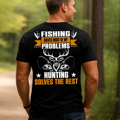 Fishing and Hunting T-Shirt, Funny Outdoor Sportsman Graphic Tee, Fisherman Hunter Gift Shirt