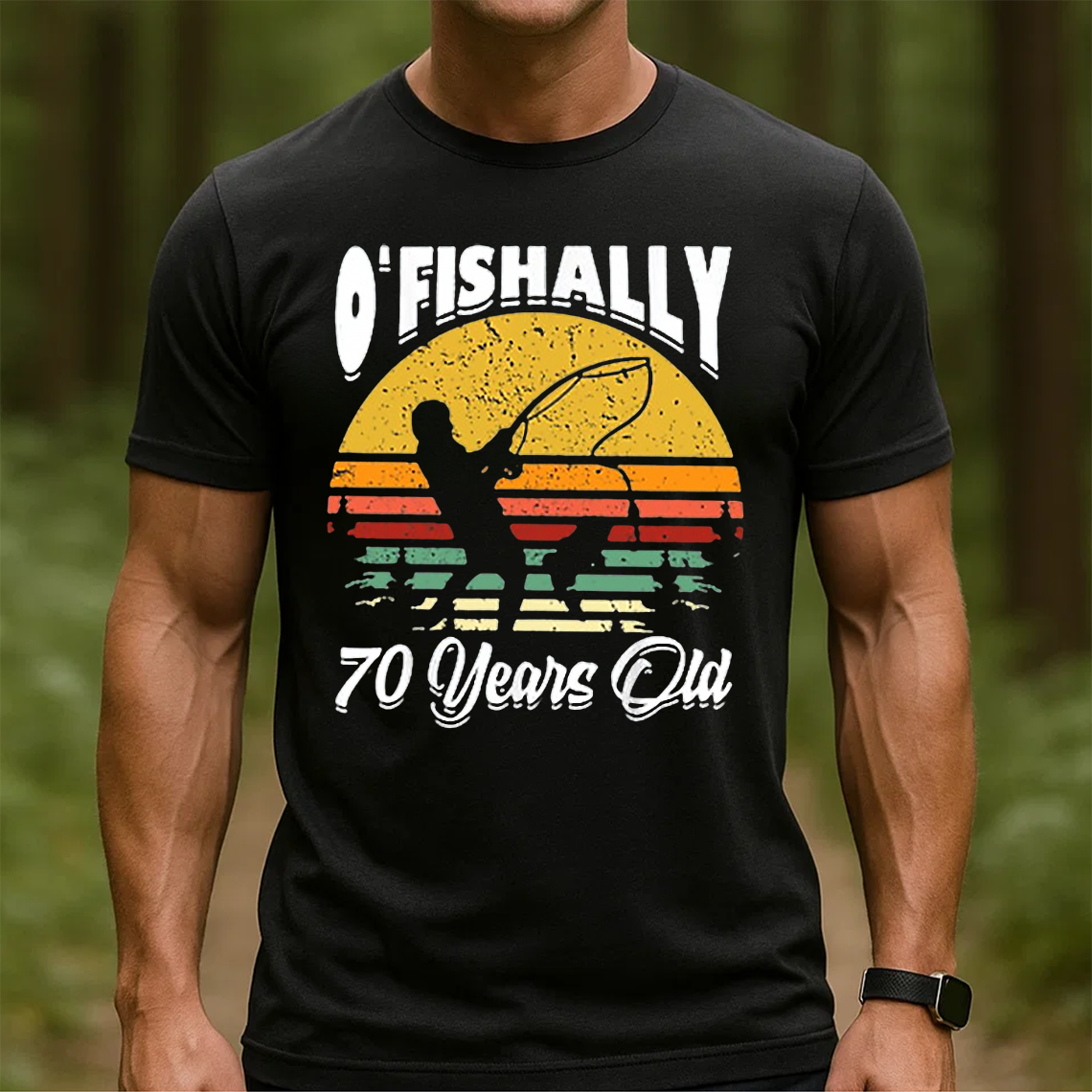 O’Fishally 70 Years Old T-Shirt, Funny 70th Birthday Fishing Shirt, Vintage Retro Fisherman Tee