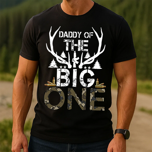Daddy of The Big One Hunting T-Shirt, Funny Deer Hunting Shirt for Dad, Buck Hunter Gift Tee