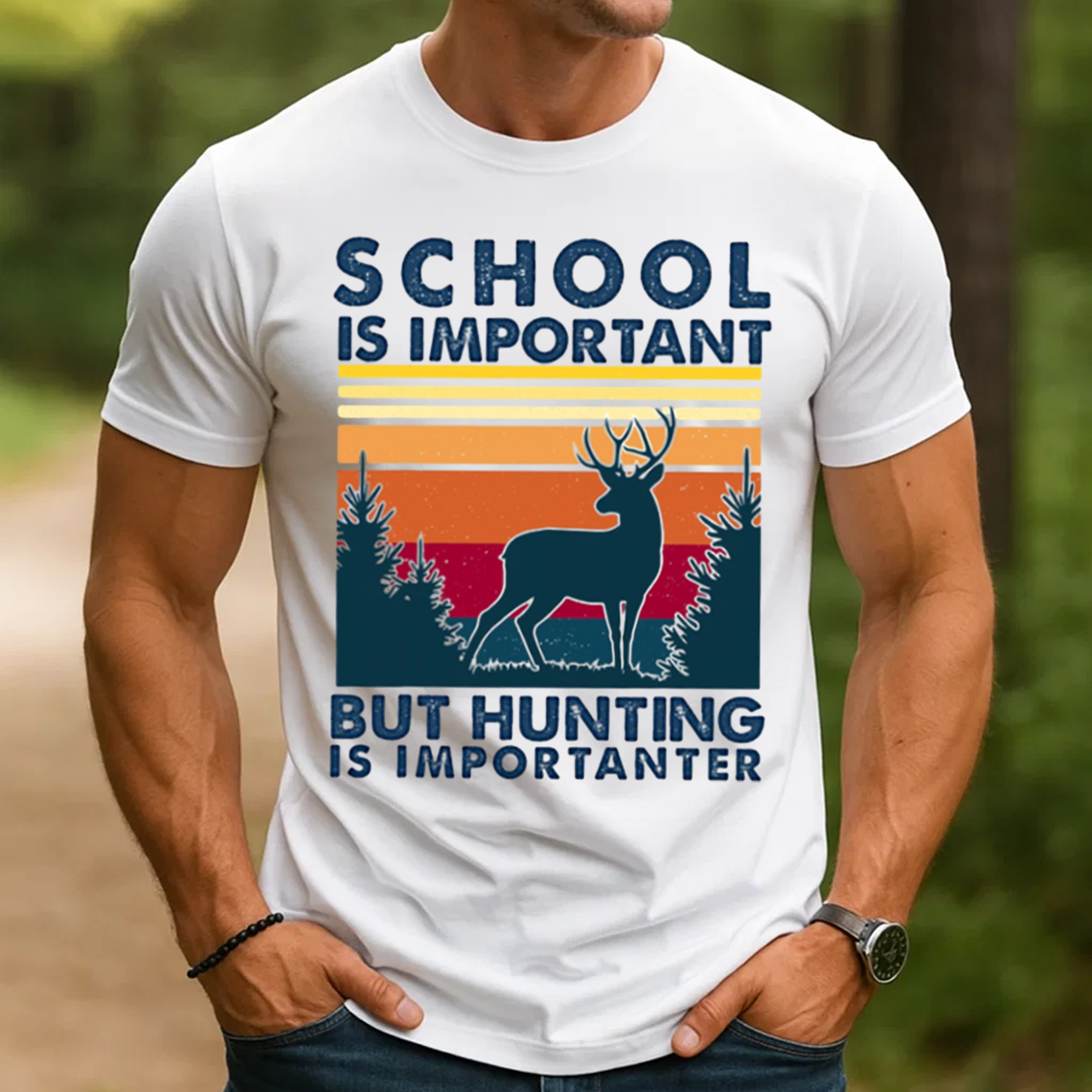 School Is Important But Hunting Is Importanter Shirt, Funny Deer Hunting T-Shirt Gift for Hunters