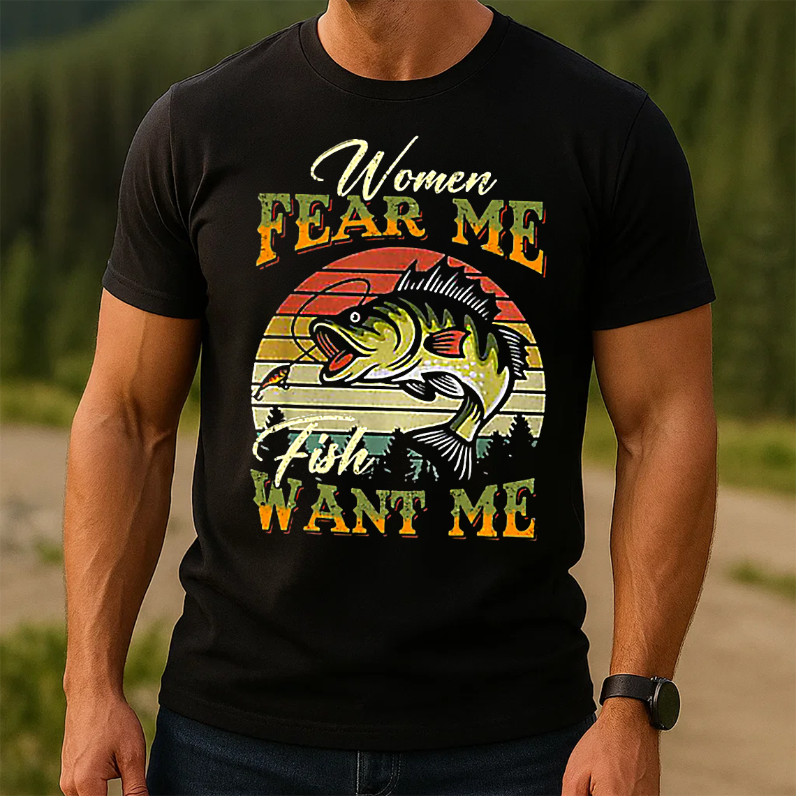 Women Fear Me Fish Want Me T-Shirt, Funny Fishing Shirt, Retro Vintage Fisherman Tee