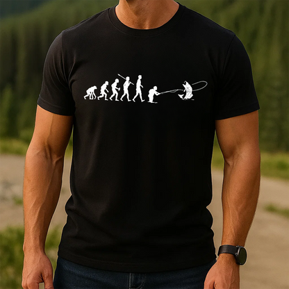 Evolution of Fishing T-Shirt, Funny Fisherman Shirt, Human Evolution Angler Tee