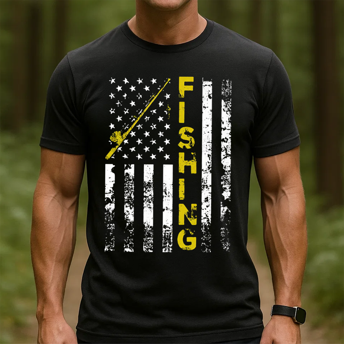 American Flag Fishing T-Shirt, Patriotic Fishing Tee, Gift For Fishing Lover