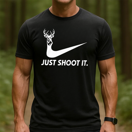 Just Shoot It Hunting T-Shirt, Funny Deer Hunter Graphic Tee, Buck Hunting Shirt Gift