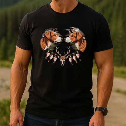 Duck and Deer Hunting Tee, Embroidered Dog Shirt, Gift For Hunting Lovers