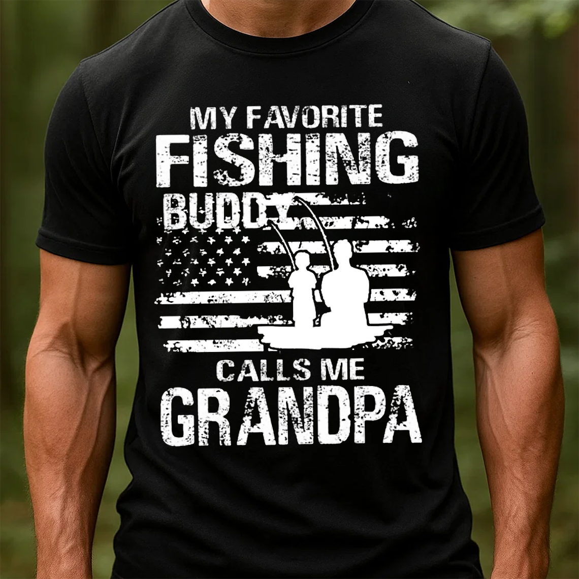 My Favorite Fishing Buddy Calls Me Grandpa T-Shirt, Funny Grandpa Fishing Shirt, Best Gift for Fisherman Grandpa