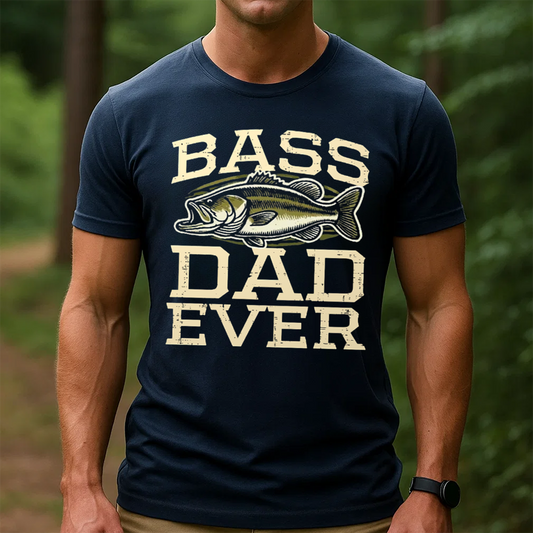 Bass Dad Ever T-Shirt, Funny Fishing Dad Shirt, Best Fisherman Gift Tee
