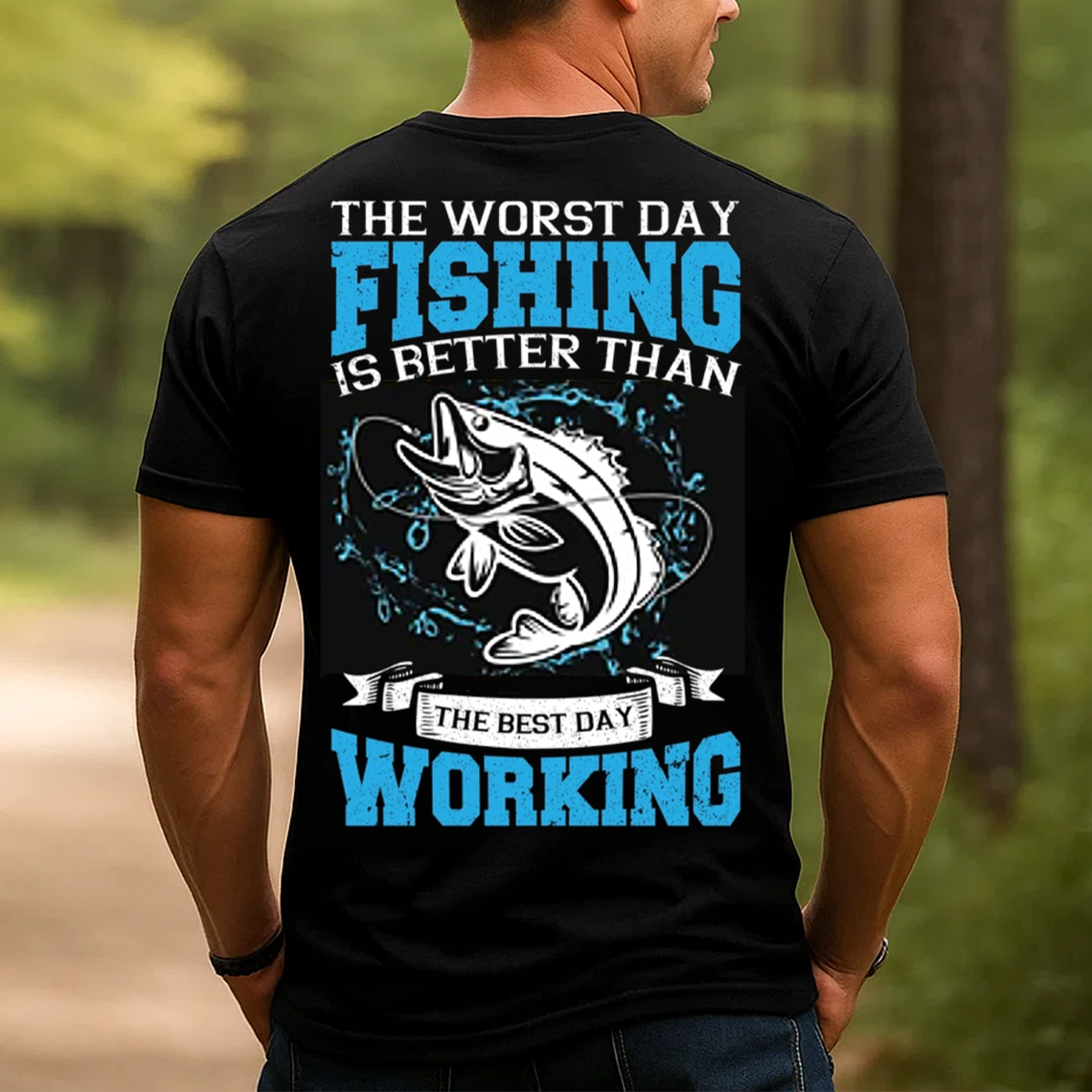 Worst Day Fishing T-Shirt, Funny Fisherman Shirt for Men, Better Than Working Fishing Gift Tee