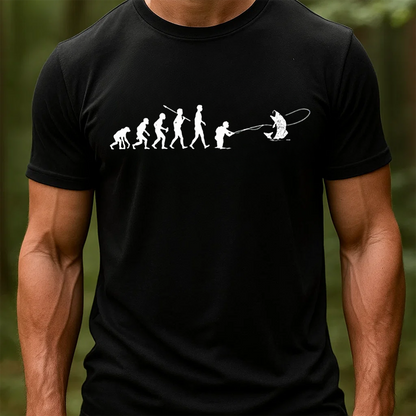 Evolution of Fishing T-Shirt, Funny Fisherman Shirt, Human Evolution Angler Tee