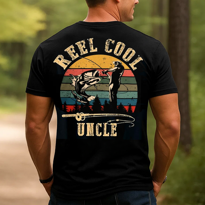 Reel Cool Uncle T-Shirt, Funny Fishing Tee for Men, Retro Fisherman Gift Shirt for Uncle