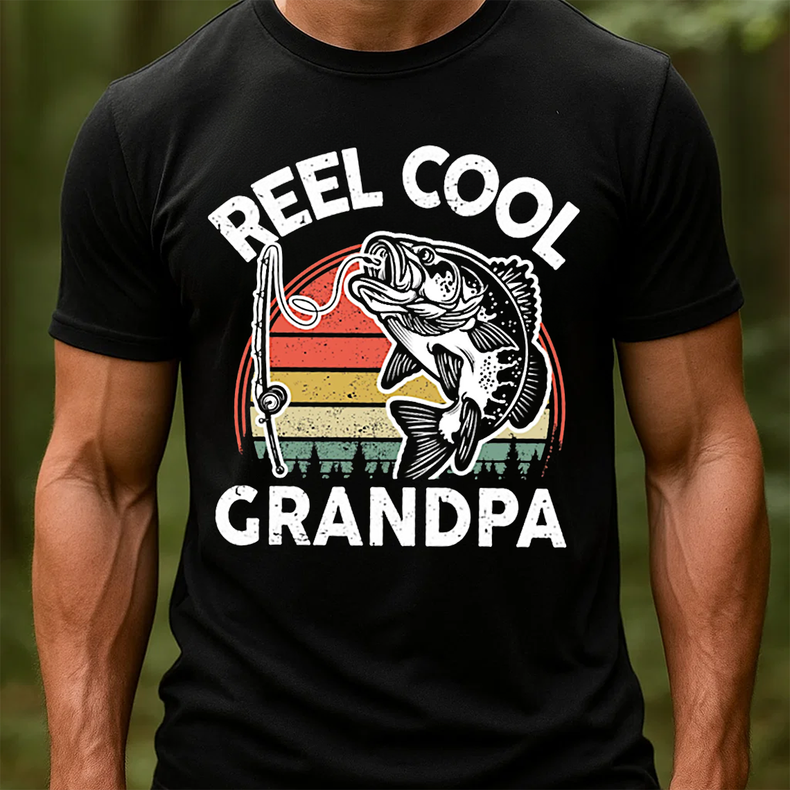 Reel Cool Grandpa T-Shirt, Funny Fishing Grandpa Shirt, Retro Vintage Fisherman Tee