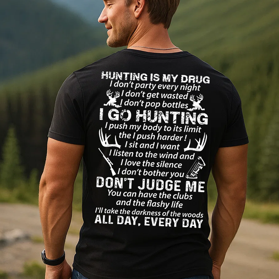 Hunting Is My Drug T-Shirt, Funny Hunter Shirt for Men, Deer Hunting Gift Tee, Outdoor Hunting Apparel