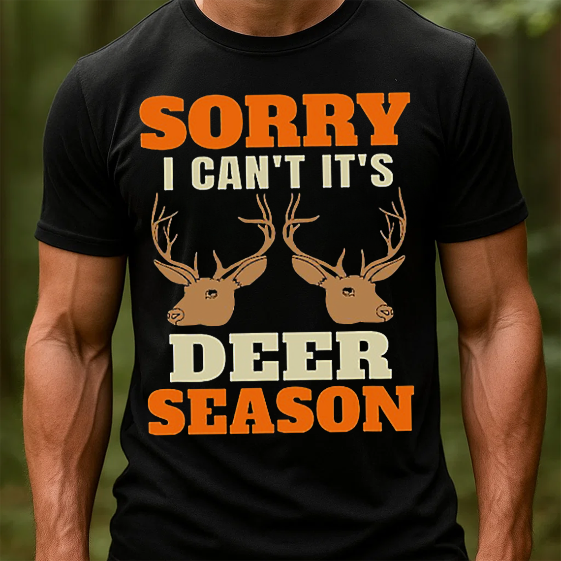 Sorry I Can’t It’s Deer Season T-Shirt, Funny Hunting Shirt for Hunters, Buck Deer Antlers Graphic Tee