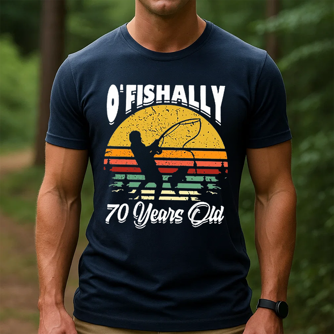 O’Fishally 70 Years Old T-Shirt, Funny 70th Birthday Fishing Shirt, Vintage Retro Fisherman Tee