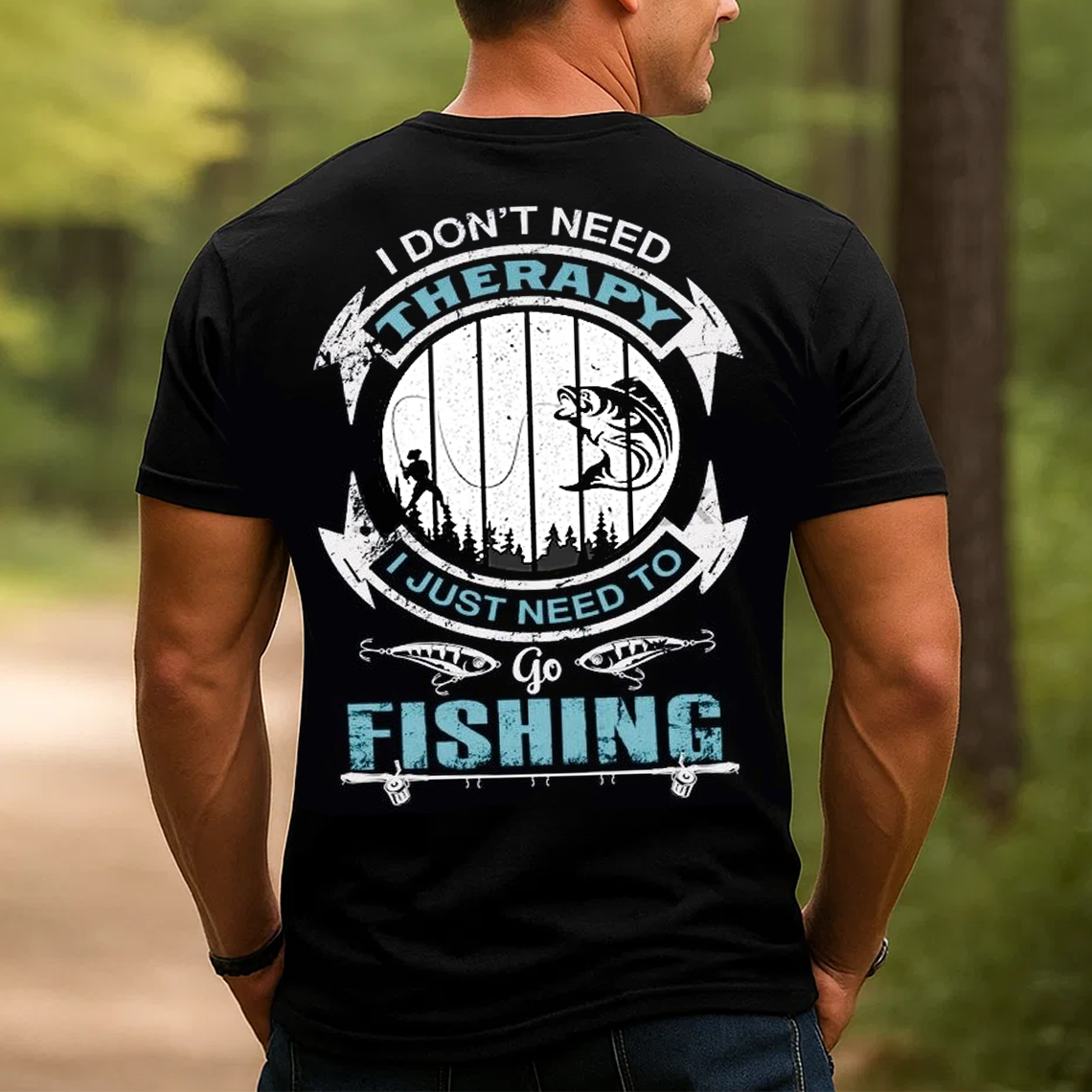 I Don’t Need Therapy I Just Need to Go Fishing T-Shirt, Funny Fisherman Gift Tee for Men