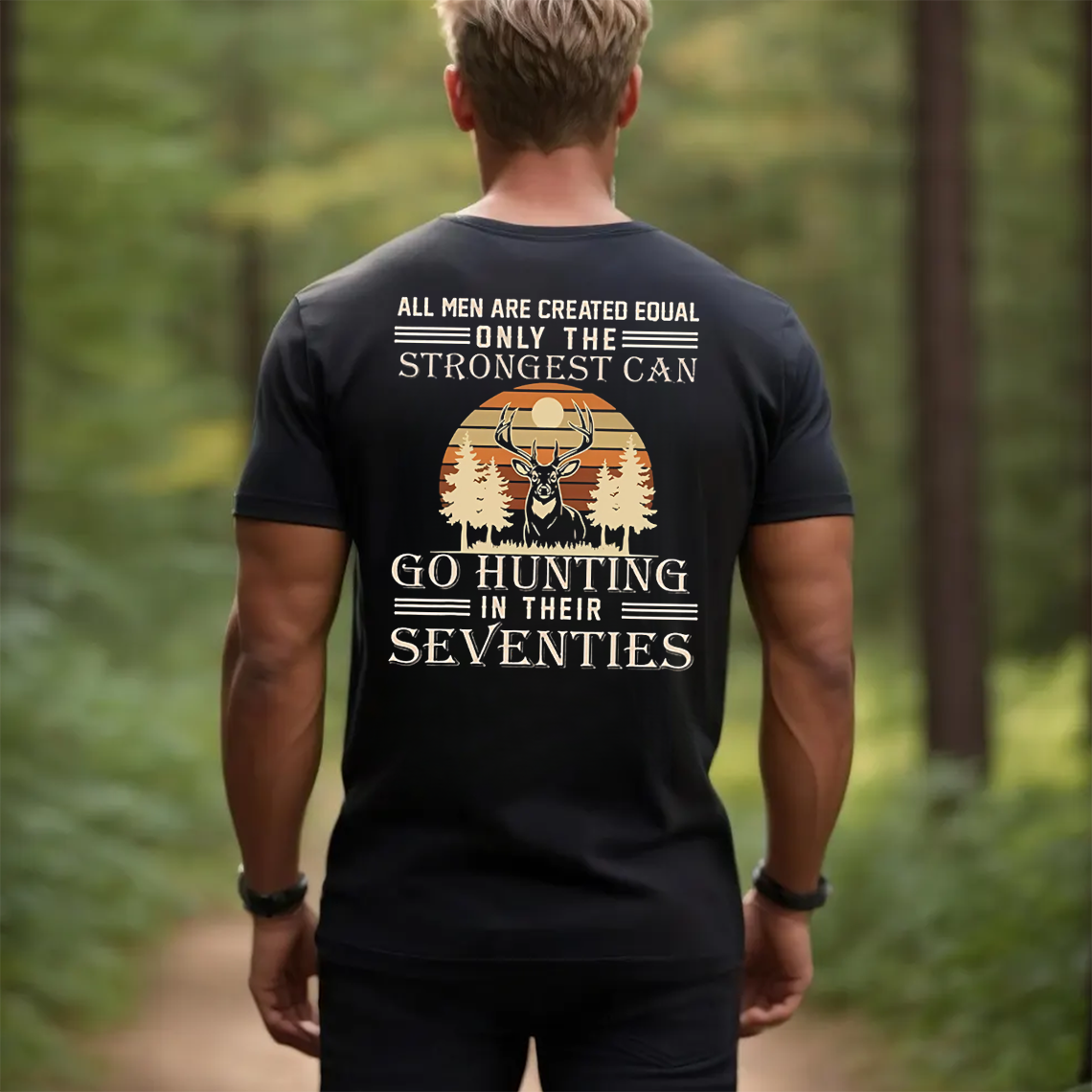 Strongest Hunters T-Shirt, Funny Deer Hunting Shirt for Men in Their Seventies, Vintage Outdoors Tee
