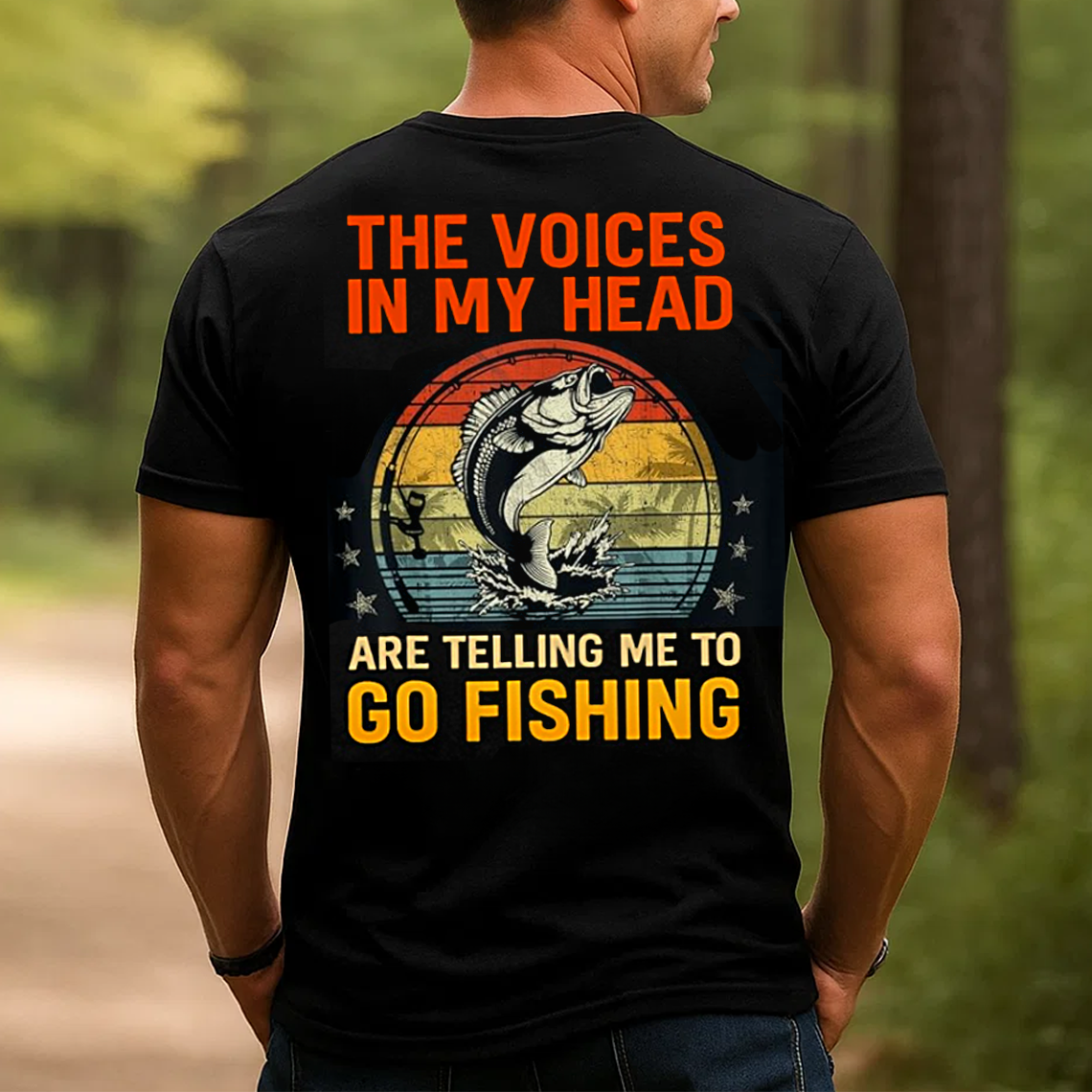 The Voices in My Head Are Telling Me to Go Fishing T-Shirt, Funny Fisherman Gift Tee for Men