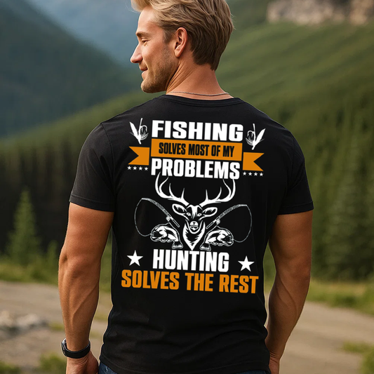 Fishing and Hunting T-Shirt, Funny Outdoor Sportsman Graphic Tee, Fisherman Hunter Gift Shirt