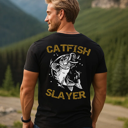 Catfish Slayer T-Shirt, Funny Fishing Shirt for Men Women, Catfish Angler Gift Tee