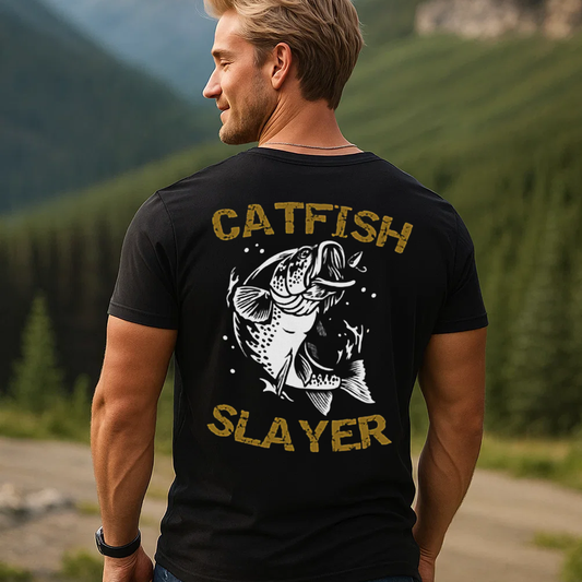 Catfish Slayer T-Shirt, Funny Fishing Shirt for Men Women, Catfish Angler Gift Tee