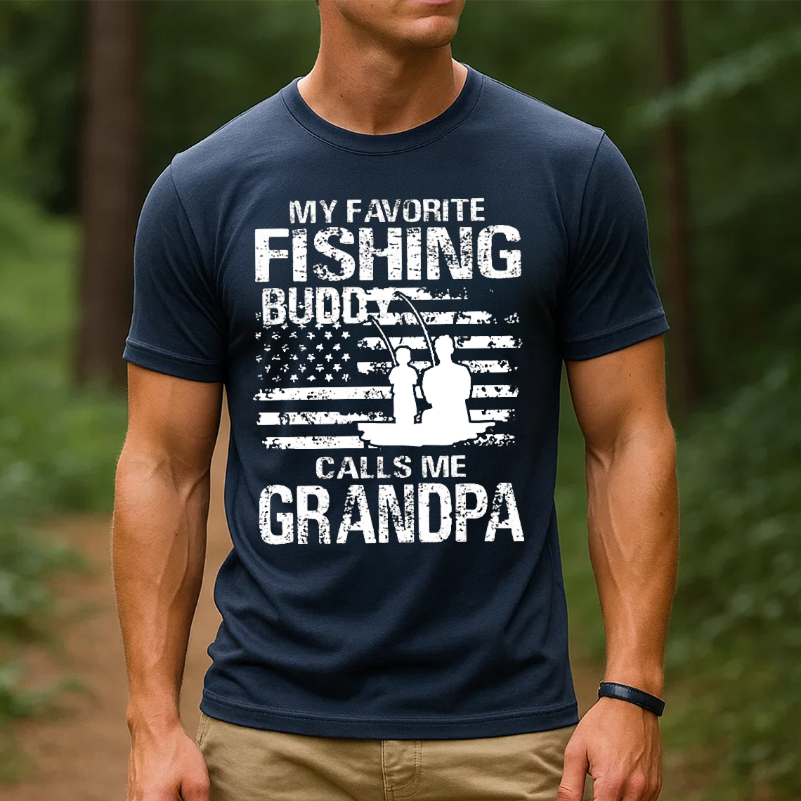 My Favorite Fishing Buddy Calls Me Grandpa T-Shirt, Funny Grandpa Fishing Shirt, Best Gift for Fisherman Grandpa