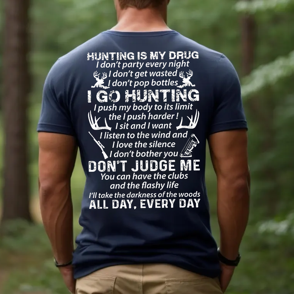 Hunting Is My Drug T-Shirt, Funny Hunter Shirt for Men, Deer Hunting Gift Tee, Outdoor Hunting Apparel
