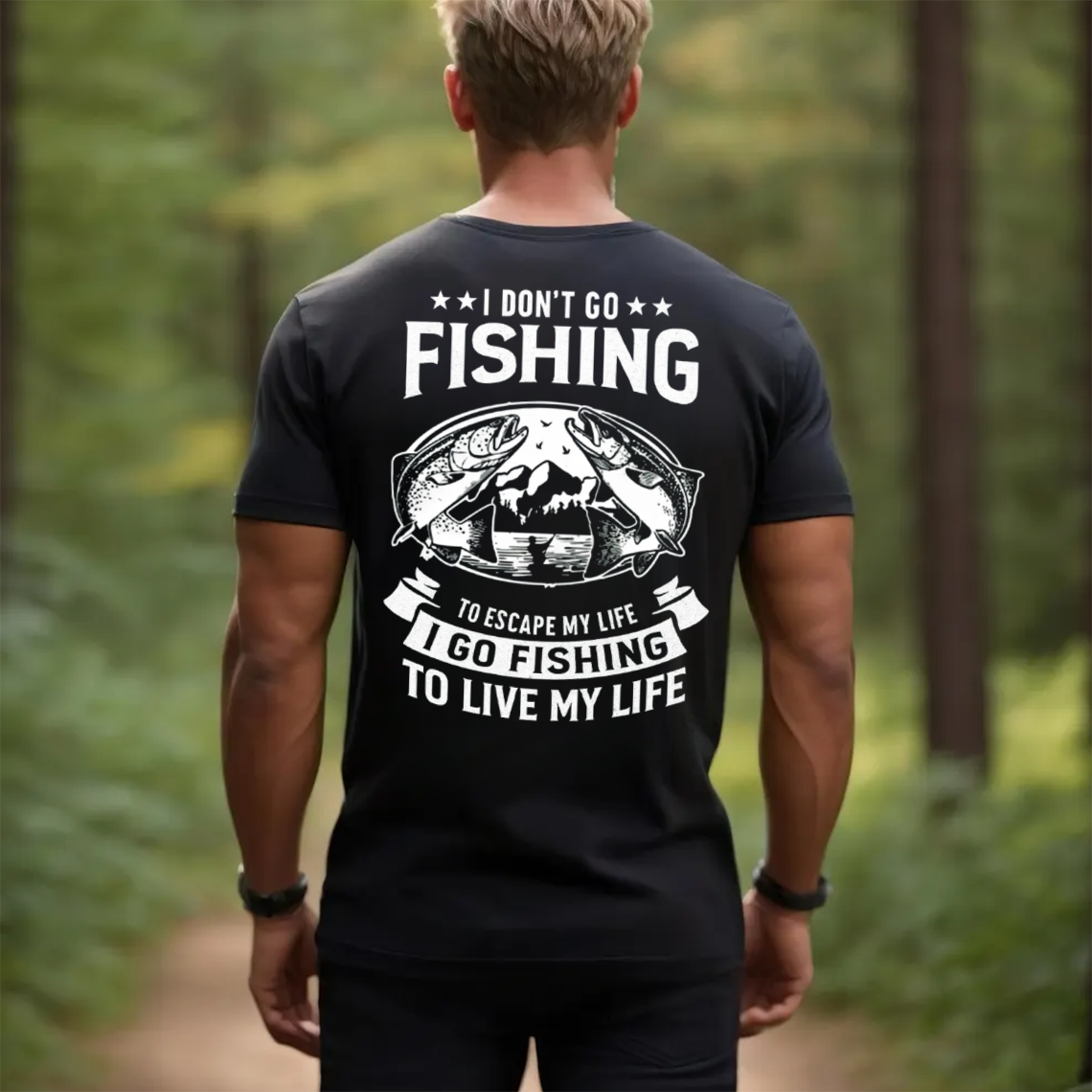 Funny Fishing T-Shirt I Will Go Fishing Here or There Everywhere Bass Fisherman Graphic Tee Gift