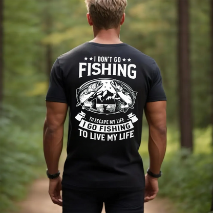 Funny Fishing T-Shirt I Will Go Fishing Here or There Everywhere Bass Fisherman Graphic Tee Gift