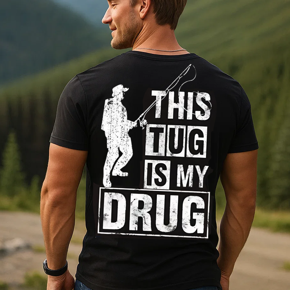 This Tug Is My Drug T-Shirt, Funny Fishing Shirt for Men, Fisherman Gift Tee, Angler Humor Apparel