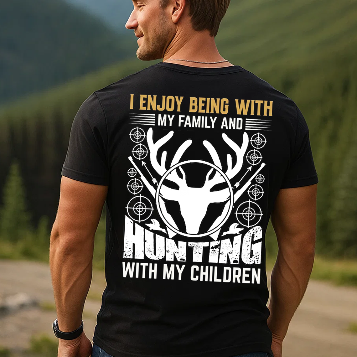 Family Hunting T-Shirt, Deer Hunting Shirt for Dads, Hunting with Children Gift Tee