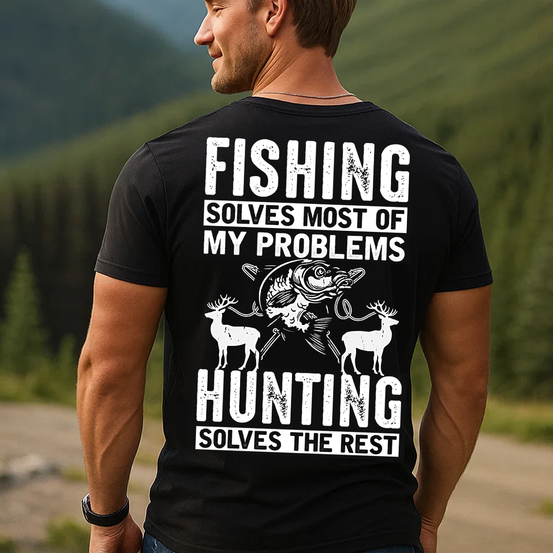 Fishing Hunting T-Shirt, Funny Outdoor Shirt for Men, Fisherman & Hunter Gift Tee