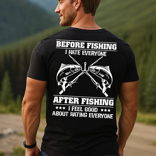 Before Fishing After Fishing T-Shirt, Funny Fishing Shirt for Men, Sarcastic Fisherman Gift Tee