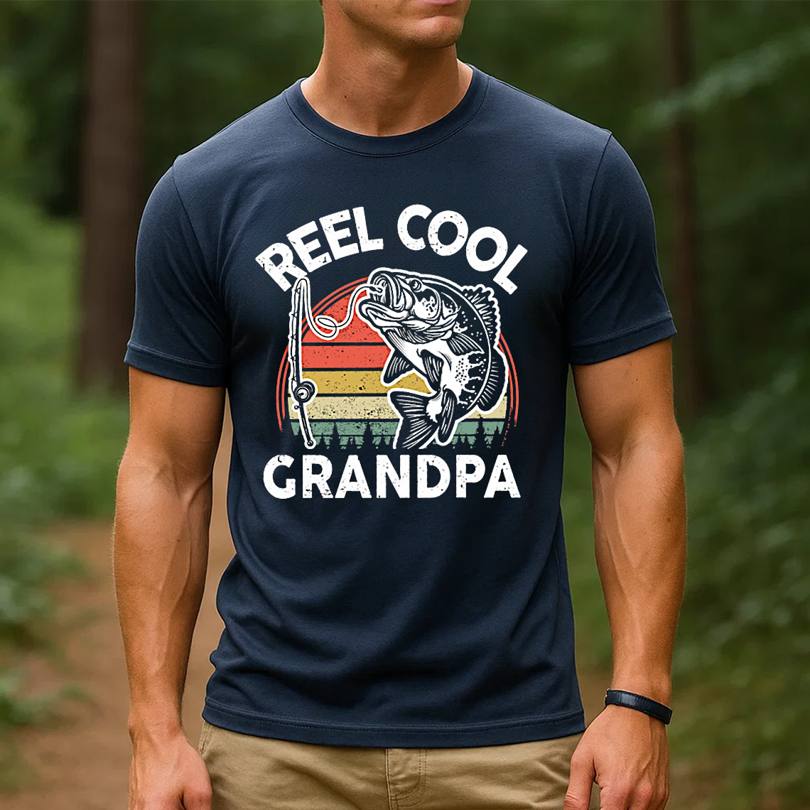 Reel Cool Grandpa T-Shirt, Funny Fishing Grandpa Shirt, Retro Vintage Fisherman Tee