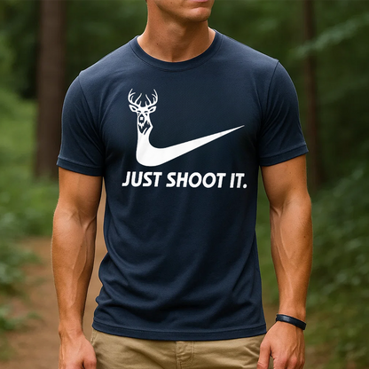 Just Shoot It Hunting T-Shirt, Funny Deer Hunter Graphic Tee, Buck Hunting Shirt Gift