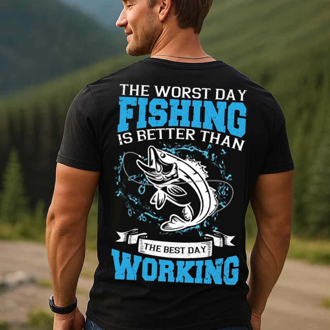 Worst Day Fishing T-Shirt, Funny Fisherman Shirt for Men, Better Than Working Fishing Gift Tee