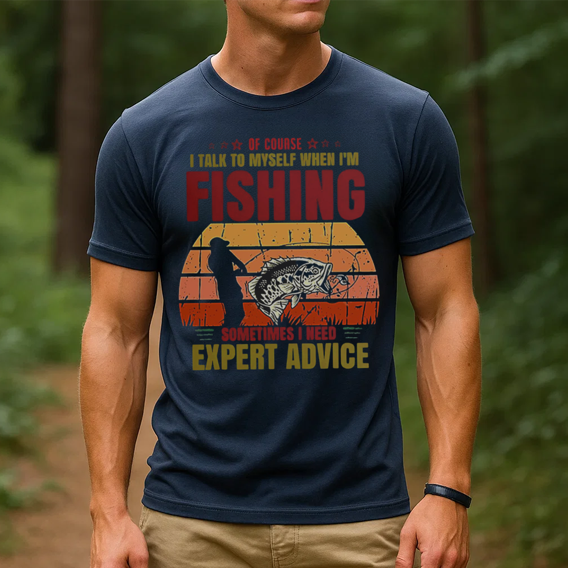 Of Course I Talk to Myself When I’m Fishing T-Shirt, Funny Fisherman Shirt, Retro Vintage Angler Tee