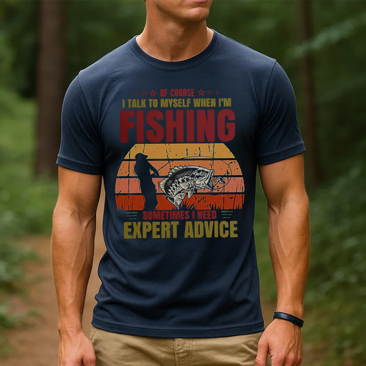 Of Course I Talk to Myself When I’m Fishing T-Shirt, Funny Fisherman Shirt, Retro Vintage Angler Tee