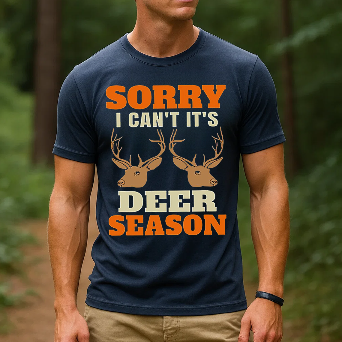 Sorry I Can’t It’s Deer Season T-Shirt, Funny Hunting Shirt for Hunters, Buck Deer Antlers Graphic Tee