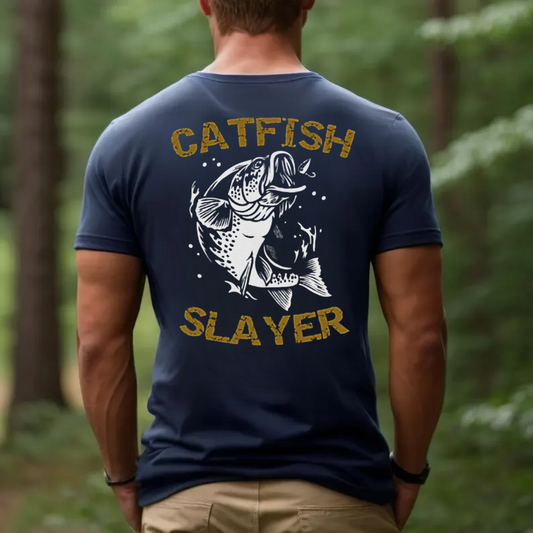 Catfish Slayer T-Shirt, Funny Fishing Shirt for Men Women, Catfish Angler Gift Tee