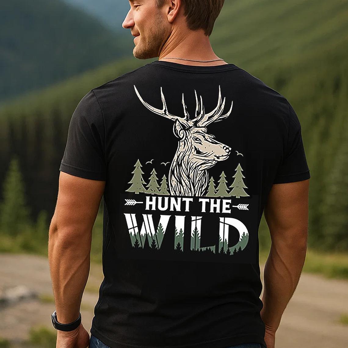 Hunt The Wild T-Shirt, Deer Hunting Shirt for Men, Outdoor Hunter Gift Tee