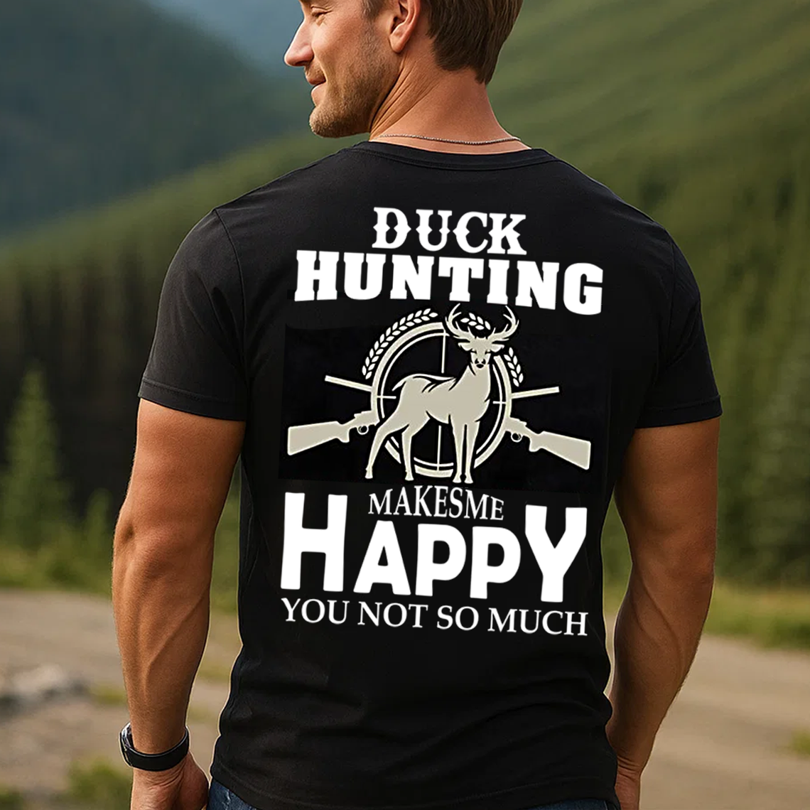 Duck Hunting Makes Me Happy T-Shirt, Funny Hunting Shirt for Men, Hunter Gift Tee