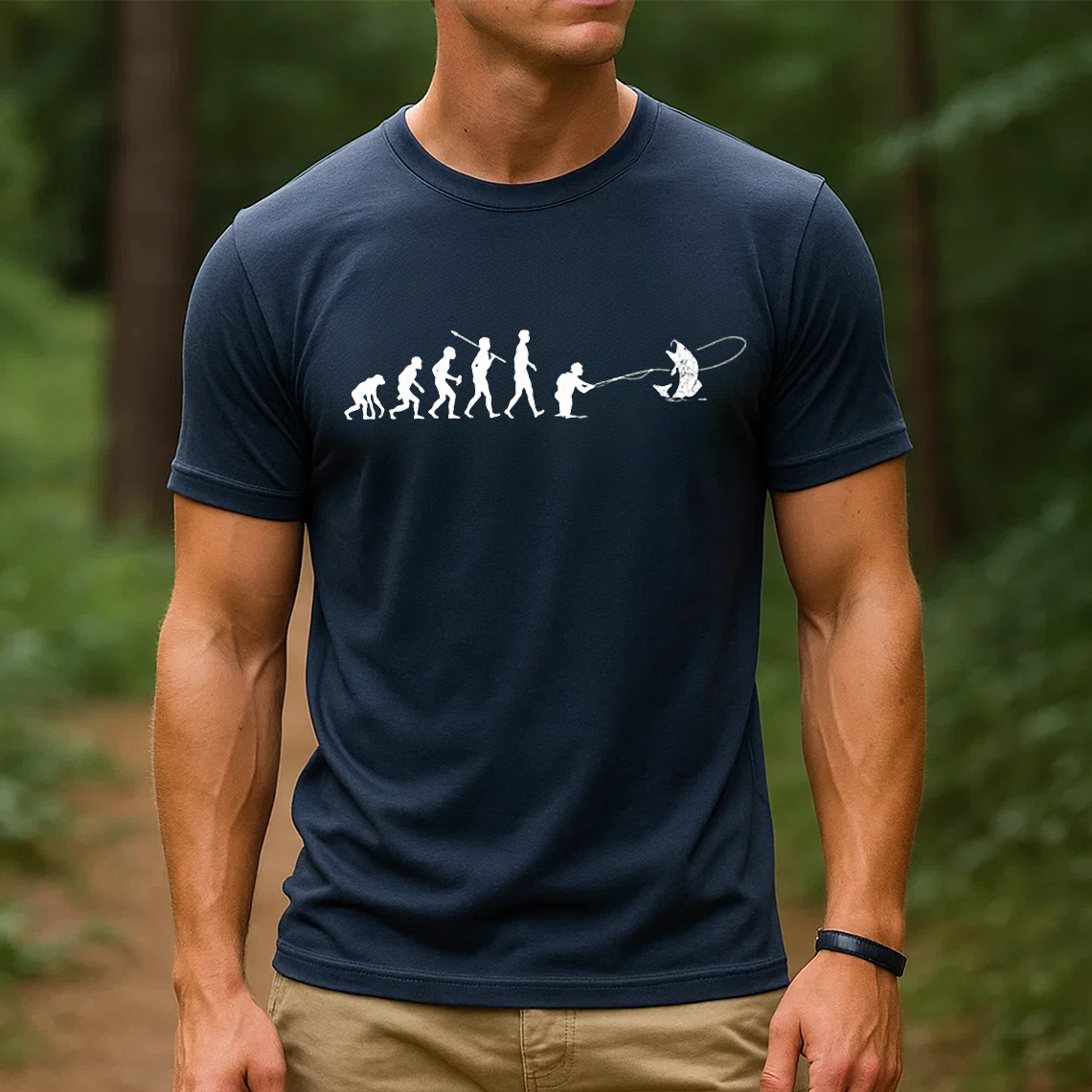Evolution of Fishing T-Shirt, Funny Fisherman Shirt, Human Evolution Angler Tee