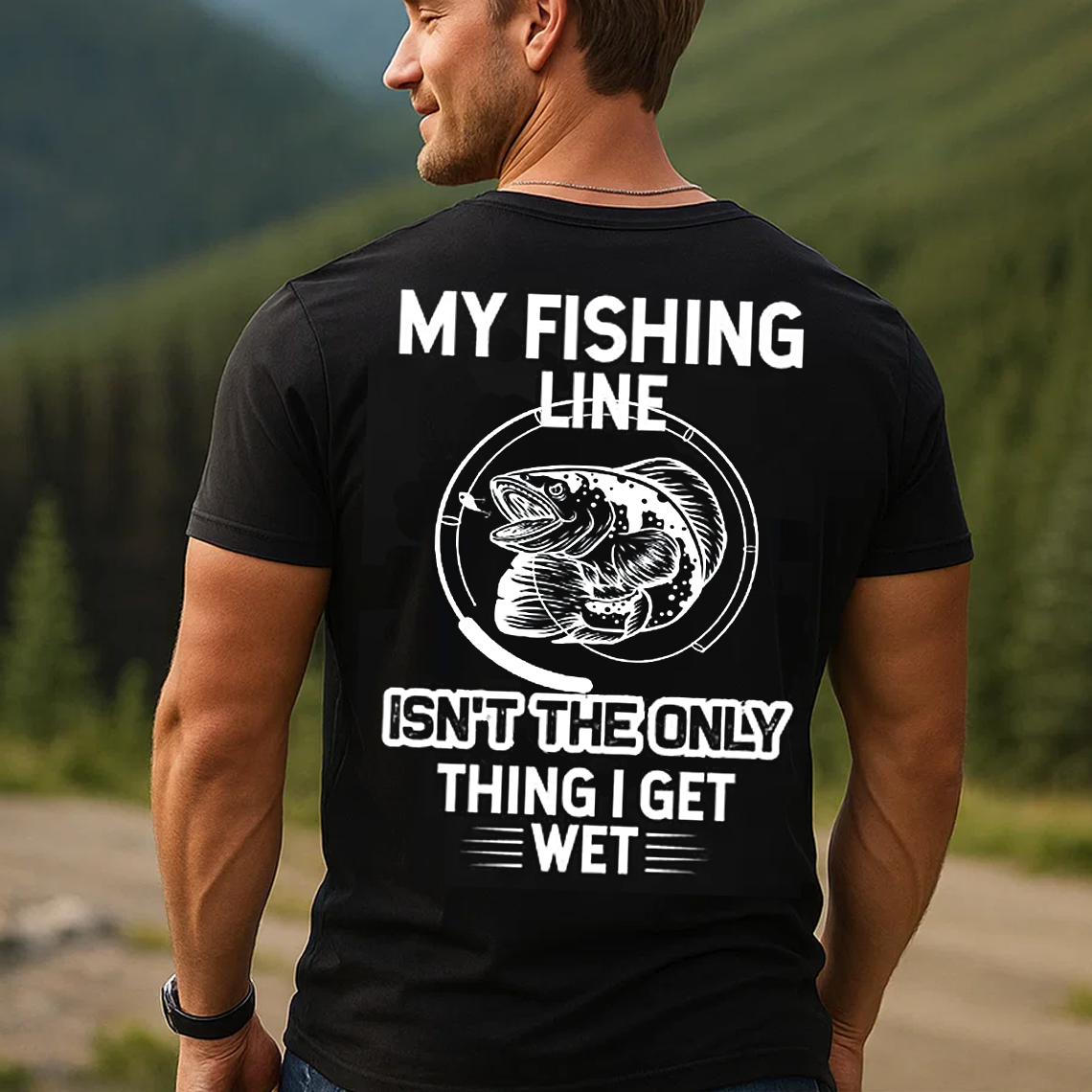 My Fishing Line T-Shirt, Funny Fishing Shirt for Men, Fisherman Humor Gift Tee