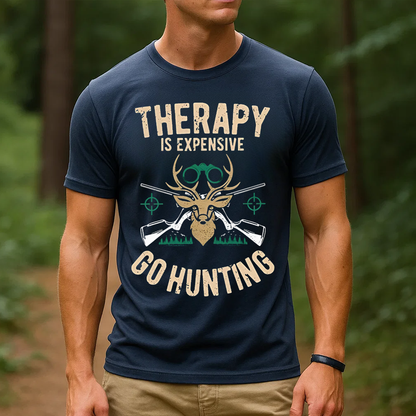 Therapy Is Expensive Go Hunting T-Shirt, Funny Deer Hunting Shirt for Hunters